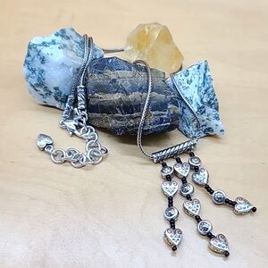 $55 Brighton "MADAMOISELLE" Triple Strand Western Hearts & Rounds Waterfall Nk!